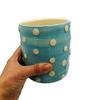 Blue Utensil Holder With White Spots For Kitchen Counter, Handmade Pottery Stoneware Vase (Small, Blue) view 2