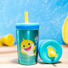 Zak Designs Baby Shark Kelso Tumbler Set, Leak-Proof Screw-On Lid with Straw, Bundle for Kids Includes Plastic and Stainless Steel Cups with Bonus Sipper (3pc Set, Non-BPA) view 3