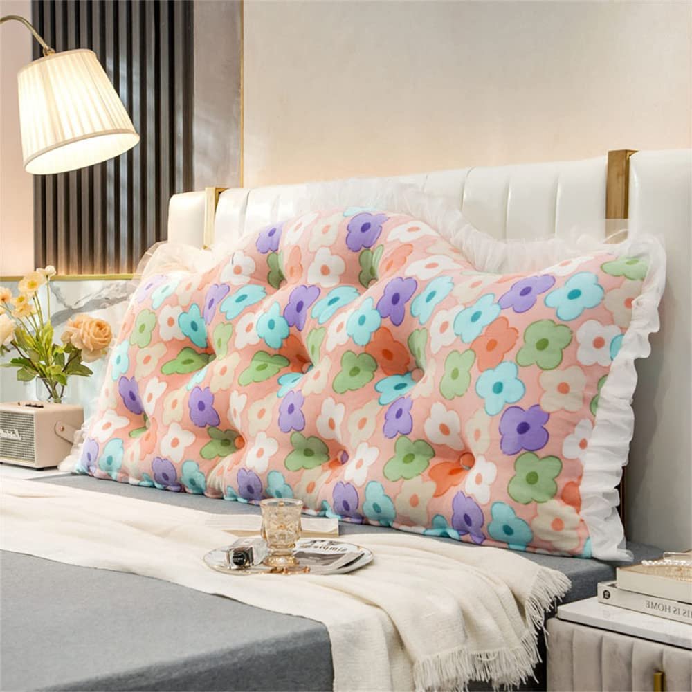 ZZYK Cute King Headboard Cushions Rectangular Headboard Reading Body Pillow Soft Bolster Large Back Pillow Bumper Pillow with Removable Cover,E,70"/180cm