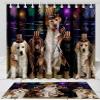 4th of July Independence Day Labrador Dogs Bath Mat & Shower Curtain Combo - Non-Slip Bathroom Decor Plush Rug Mat Polyester Bathtub Curtain Screens with Hooks, BM 20''x 32'', SC 69"x84" view 1
