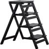 Step Stool, 4-Step or 3-Step Folding, Portable, Made of The Solid Wood, Three Color Available (4-Step Black) view 1