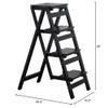 Step Stool, 4-Step or 3-Step Folding, Portable, Made of The Solid Wood, Three Color Available (4-Step Black) view 2