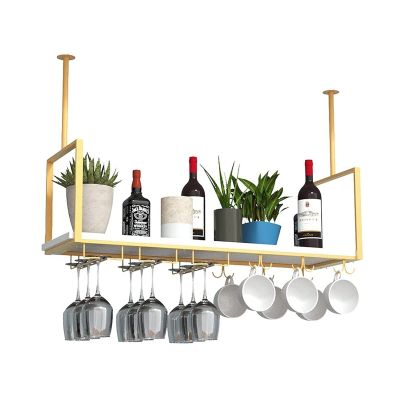Ceiling Decorative Shelving, Golden Hanging Flower Stand, Kitchen and Bar Bar Hanger Wrought Iron Bar Hanger-L60/80/100/120cm (Size : 120X30X60CM)