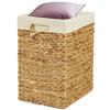 Handmade Rectangular Water Hyacinth Wicker Laundry Hamper with Lid Natural, Medium view 1