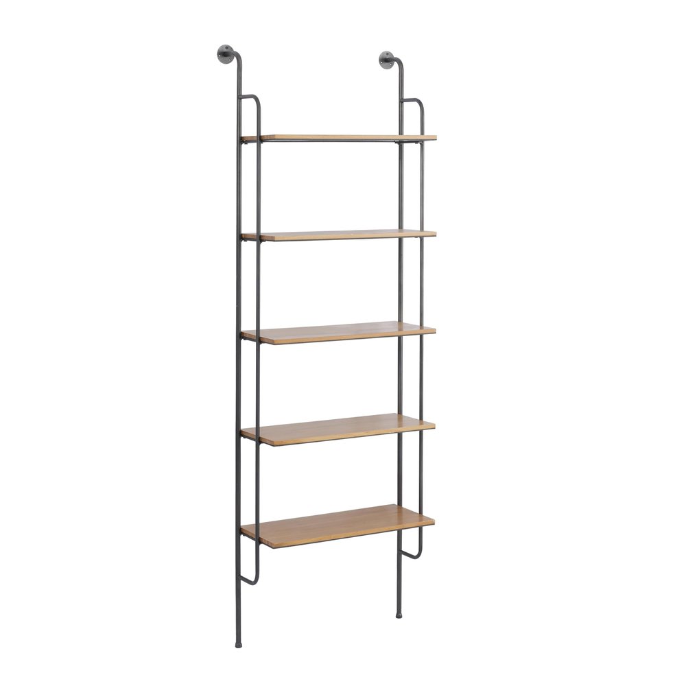 Deco 79 Metal 5 Shelves Wall Shelf, 23" x 12" x 71", Brown