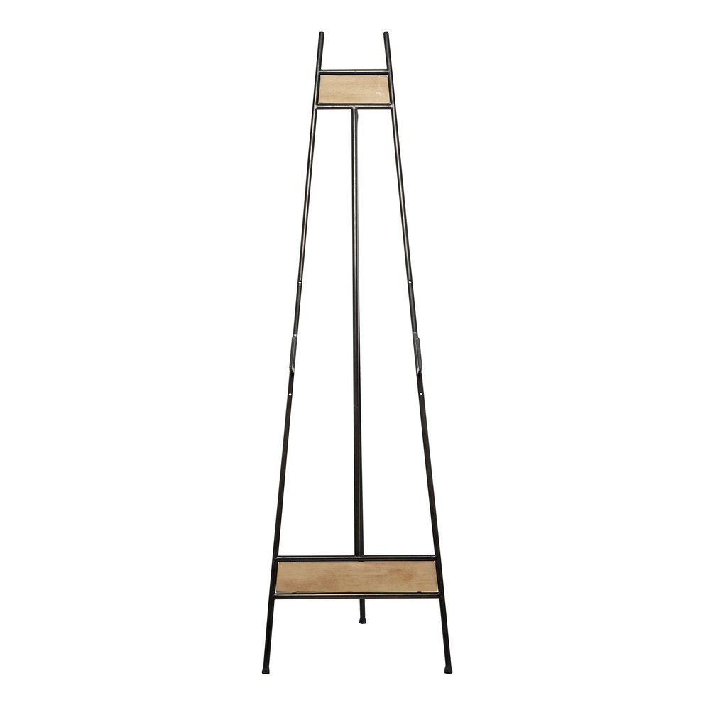 Deco 79 Metal Display Easel Tall Adjustable 3 Tier Floor Standing Easel with Chain Support and Wood Accents, Display Stand 19" x 23" x 66", Black