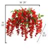 Admired by Nature Artificial Wisteria Hanging Flowers - 2 pcs of 15 Stems - Faux Hanging Plant Flowers - for Home Decor, Weddings, Gardens, Cemeteries, Classrooms - Red view 2