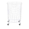 Deco 79 Metal Storage Cart Deep Set Mesh Rolling Laundry Basket , 17" x 17" x 24", White view 1