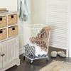 Deco 79 Metal Storage Cart Deep Set Mesh Rolling Laundry Basket , 17" x 17" x 24", White view 2