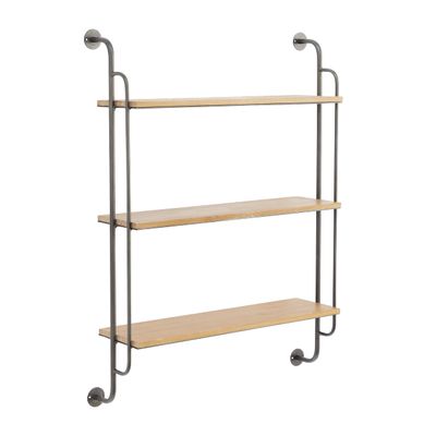 Deco 79 Industrial Metal Shelf Wall Storage Shelves for Bedroom, Living Room, Bathroom, Kitchen, Office and More, 25" L x 7" W x 33" H, Brown