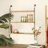 Deco 79 Industrial Metal Shelf Wall Storage Shelves for Bedroom, Living Room, Bathroom, Kitchen, Office and More, 25" L x 7" W x 33" H, Brown view 2