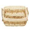 Deco 79 Seagrass Handmade Two Toned Storage Basket with Handles, Set of 3 22", 20", 19"W, Brown view 4