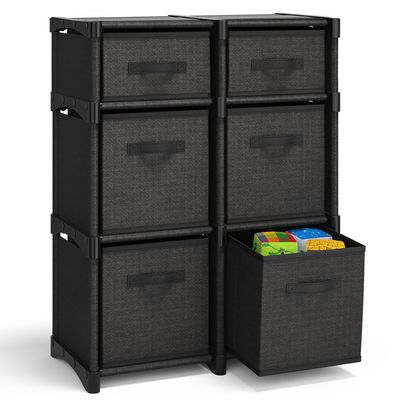 6 Cube Storage Organizer, Black Storage Cubes Organizer Shelves, Sturdy Cubbies Storage Shelves with Cube Storage Organizer Bins, DIY Cube Shelf Organizer for Bedroom, Playroom, Office, & Dorm, Black