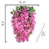 Admired by Nature 2pcs of 15 Stem Artificial Flowers Wisteria Hanging Plants Flowers for Outdoor, Fake Hanging Plant Baskets for Home Decor Wedding Garden Cemetery Flowers for Grave, Pink view 2