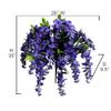 Admired by Nature 2pcs of 15 Stem Artificial Flowers Wisteria Hanging Plants Flowers for Outdoor, Fake Hanging Plant Baskets for Home Decor Wedding Garden Cemetery Flowers for Grave, Purple view 2