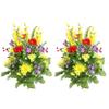 Admired by Nature 2pcs of 30 Stem Artificial Flowers Morning Glory & Ranunculus Bush Spring Faux Flower Arrangement for Indoor Wedding Home Decor, Cemetery Decorations, Yellow Red Purple view 1