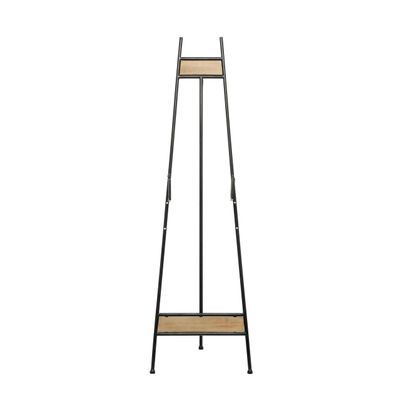 Deco 79 Metal Display Easel Large Adjustable 3 Tier Floor Standing Easel with Chain Support and Wood Accents, Display Stand 16" x 19" x 52", Black