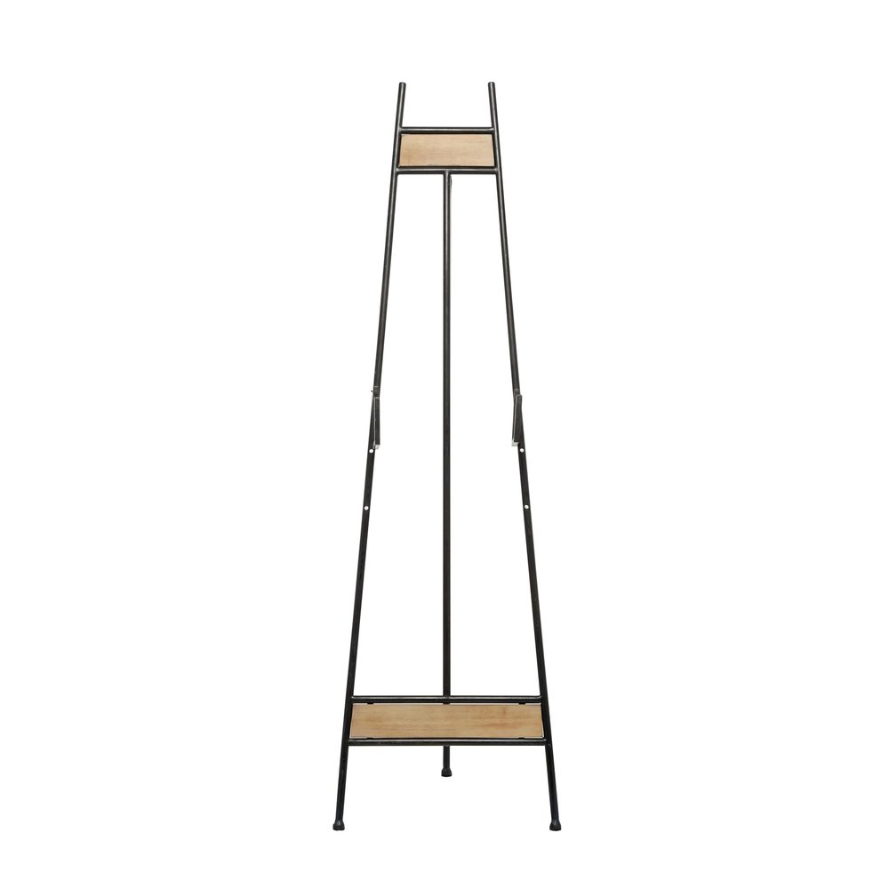 Deco 79 Metal Display Easel Large Adjustable 3 Tier Floor Standing Easel with Chain Support and Wood Accents, Display Stand 16" x 19" x 52", Black
