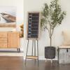 Deco 79 Metal Display Easel Large Adjustable 3 Tier Floor Standing Easel with Chain Support and Wood Accents, Display Stand 16" x 19" x 52", Black view 3