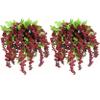 Admired by Nature 2pcs of 15 Stem Artificial Flowers Wisteria Hanging Plants Flowers for Outdoor, Fake Hanging Plant Baskets for Home Decor Wedding Garden Cemetery Flowers for Grave, Orange view 1