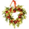 BLGKJDYY Valentine Wreath Decoration Heart Wreaths Valentines Front Door Wreaths Heart Shaped Hanging Garlands for Door Wall Window (Red2, with Lamp) view 1