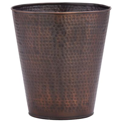 BLACK FOREST DECOR Ranch Copper Waste Basket - Rustic Hammered Iron Trash Can - 9" x 10"