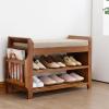 2 Tier Shoe Rack Bench,Shoe Bench,Outdoor Shoe Rack,Bamboo Sturdy Shoe Organizer,with Cushion Seat,Drawer,Side Storage Rack, Shoe Shelf Organizer,Shoe Shelf for Entryway Hallway Living Room Balcony view 1