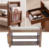 2 Tier Shoe Rack Bench,Shoe Bench,Outdoor Shoe Rack,Bamboo Sturdy Shoe Organizer,with Cushion Seat,Drawer,Side Storage Rack, Shoe Shelf Organizer,Shoe Shelf for Entryway Hallway Living Room Balcony view 4