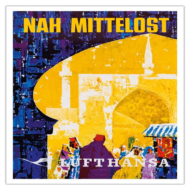 Lufthansa - Near Middle East - Markets - Vintage Airline Travel Poster c.1970s - Fine Art Matte Paper Print (Unframed) 11x14in