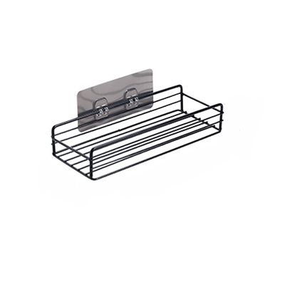 TYZK Shower Shelves Wall Mounted Bathroom Shelves, Floating Shelf Storage Rack Bathing Accessories (Color : Black Without Hook)