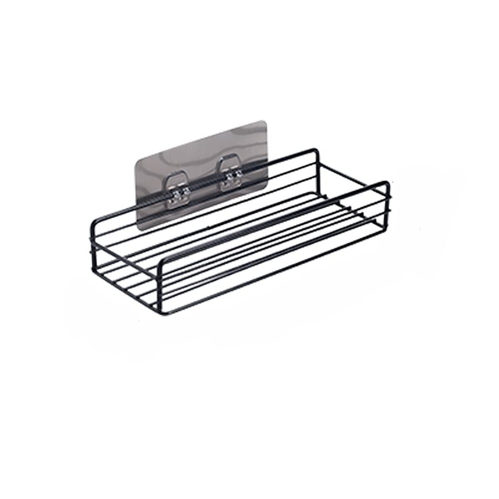 TYZK Shower Shelves Wall Mounted Bathroom Shelves, Floating Shelf Storage Rack Bathing Accessories (Color : Black Without Hook)