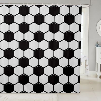 Geometric Shower Curtains,Honeycomb Hexagon Bath Room Curtains for Kids Teens Adult Abstract Football Sport Black and White Waterproof Bath Curtains,with 12 Hooks Suits for Bathtub,72" W x 78" L