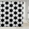 Geometric Shower Curtains,Honeycomb Hexagon Bath Room Curtains for Kids Teens Adult Abstract Football Sport Black and White Waterproof Bath Curtains,with 12 Hooks Suits for Bathtub,72" W x 78" L view 1