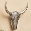 BLACK FOREST DECOR Polished Nickel Metal Bull Skull view 1