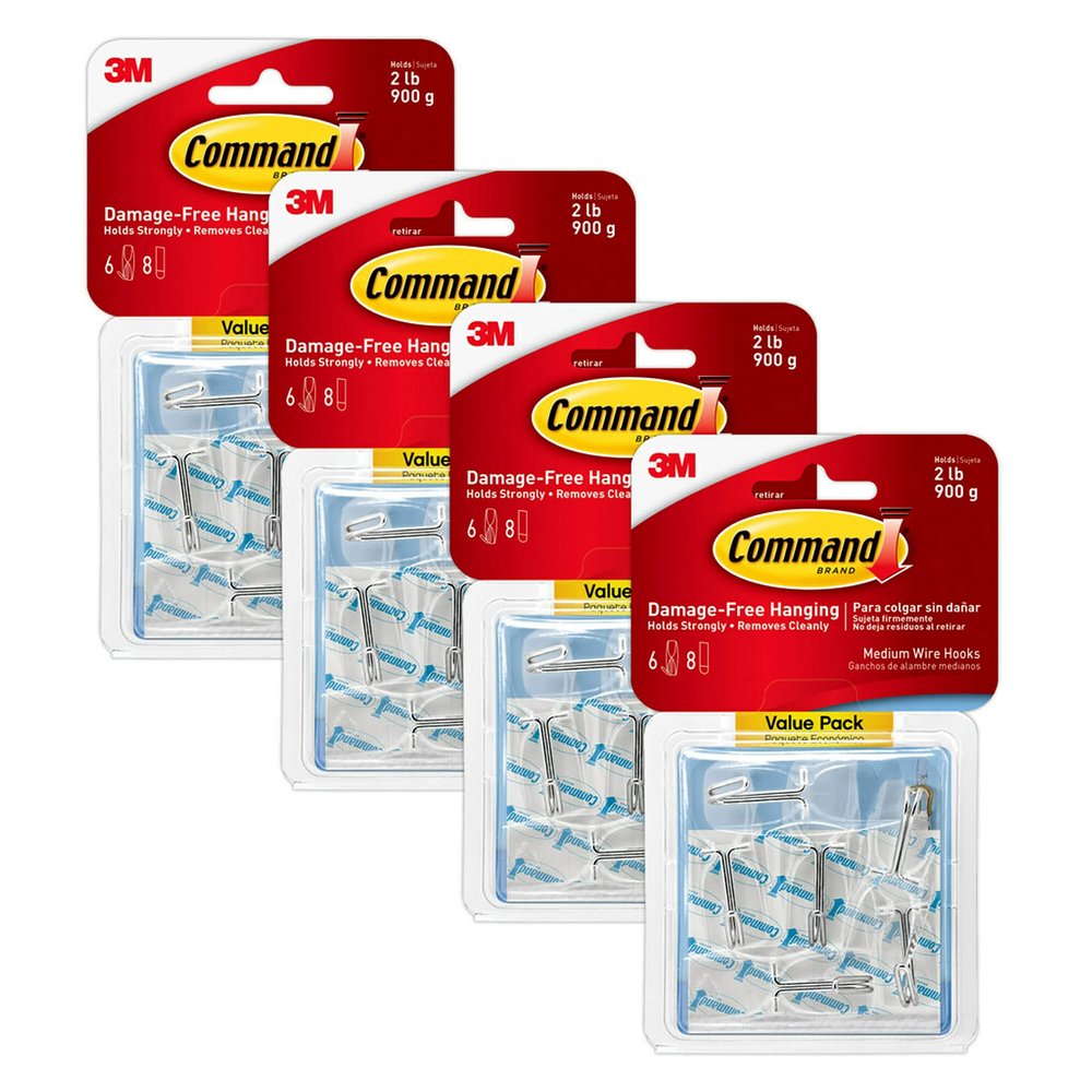 Command 17065CLR-6ES Wire Hook, 24 Hooks ( 4 Count )