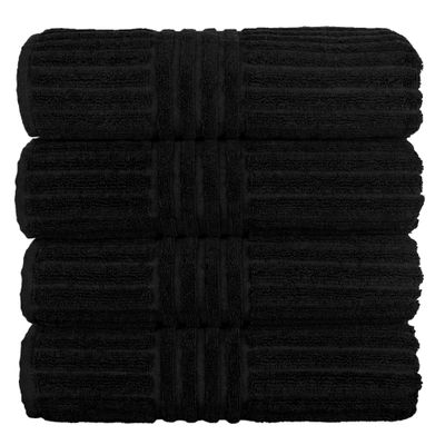 BC BARE COTTON Luxury Hotel and Spa Stripe Towels (Bath Towel - Set of 4, Black)