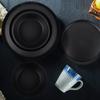 afcevnlb 12-Piece Plastic Dinnerware Set Plates and Bowls Sets Service for 4 Matte Black Melamine Plates Unbreakable Plastic Outdoor Camping Dishes Decor Dishwasher Safe view 3