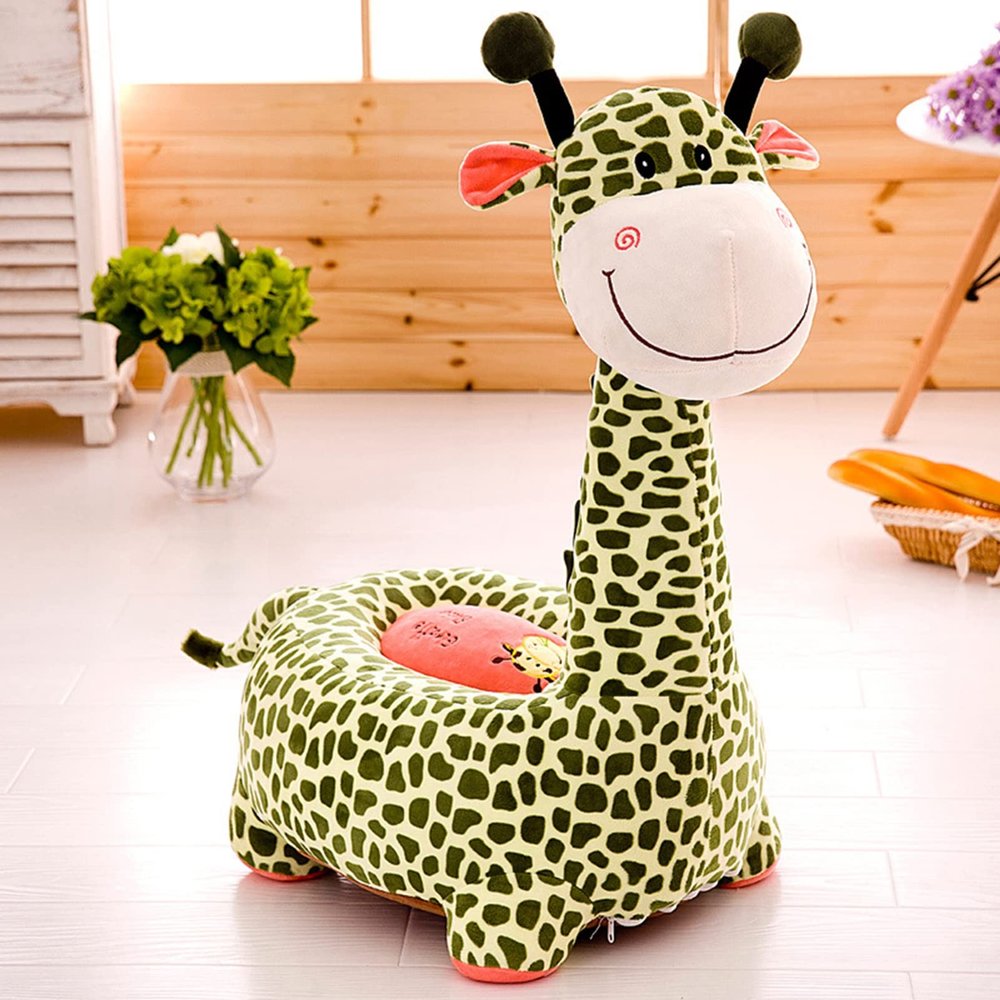 HWOEK Children's Chair Sofa Cartoon Giraffe Seat Learn Children's Chair Learning to Sit Floor Seat, for Girls Boys Kindergarten Baby Seat Posture Comfortable for 3-16,Green,Riding Style