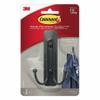 Command Large Wall Hooks, Damage Free Hanging Wall Hooks with Adhesive Strips, No Tools Double Wall Hooks for Hanging Decorations in Living Spaces, 1 Black Colored Hook and 1 Strip view 1