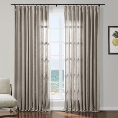 TWOPAGES Metallic Pinch Pleat Curtain Panel 84 Inches Long, Shimmer Silver Darkening Window Drape for Sliding Glass Door Living Room Girls Room, Oak