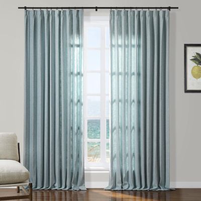 TWOPAGES Metallic Pinch Pleat Curtain Panel 84 Inches Long, Shimmer Silver Darkening Window Drape for Sliding Glass Door Living Room Girls Room, Sea Angel
