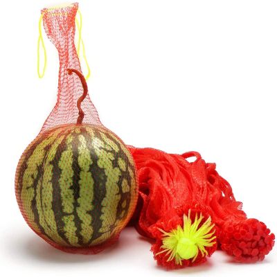 Evealyn Watermelon Nets, 100 Pack Hanging Watermelon Support Nets Melon Bags Reusable Fruit Melon Garden Nylon Netting for Hanging Watermelons Produce Bags (23.6 in), Red, lc--007