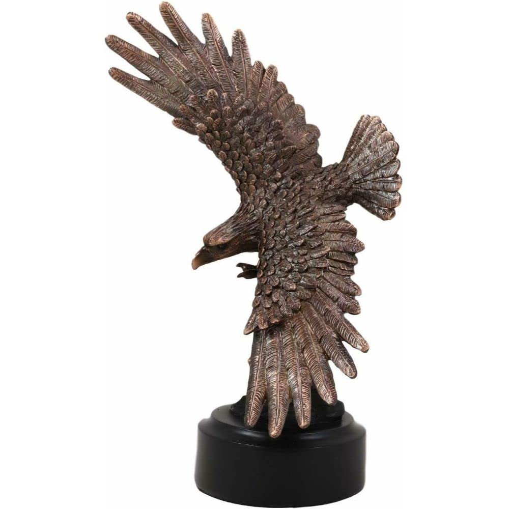 9.25" Tall Wings of Glory Swooping Broad Winged Bald Eagle Cliff Rocks Statue