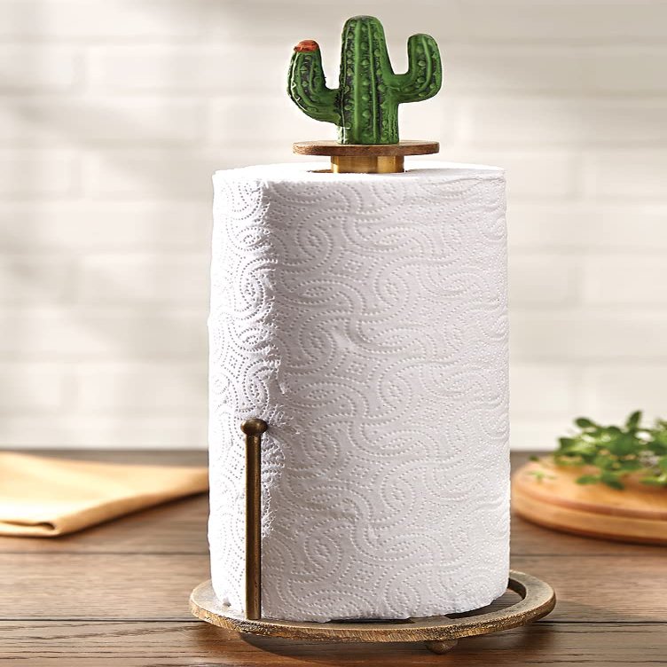 BLACK FOREST DECOR Saguaro Cactus Paper Towel Holder, 6 1/4" Dia. x 15 1/2" H