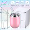 12 Pack Stainless Steel Stemless Wine Tumblers, 12 oz Double Layer Vacuum Wine Tumbler Cups with Lids and Straws, Stemless Insulated Wine Glasses for Coffee, Wine, Cocktails, Champaign, 12 Colors view 2
