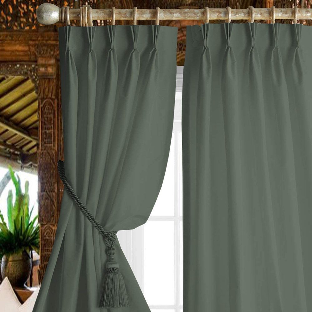 Archu Sheets Triple Pinch Pleated with Hanging Hook Curtains Living Room Patio Sliding Door Extra Long Drapes (Dark Grey Solid, 52 Inch Wide by 63 Inch Long- 1 Panel)