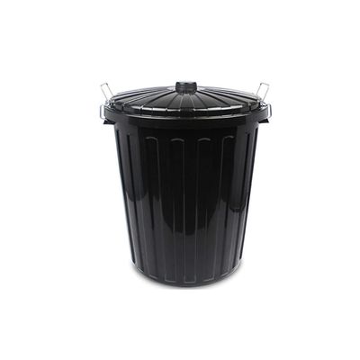 KKNH Trash Can Trash Can Creative European-Style Round Plastic Garbage CAN 55L / 14.5 Gallon Large Thick Fashionable Outdoor Garbage Bin Home and Office (Color : Black)