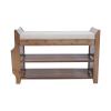 LOYALHEARTDY Entryway Shoe Bench 2-Tier Vintage Shoe Rack Foyer Storage Benches Wood Shoe Cabinet with Small Drawer and Side Space view 4