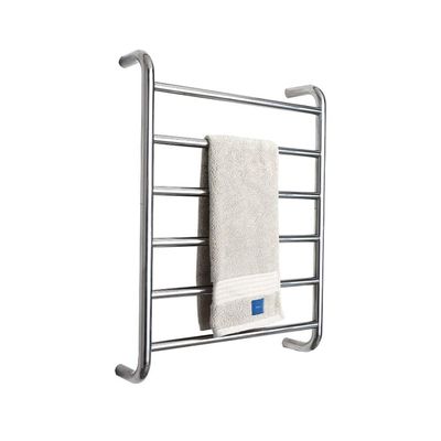 ZJYWMM Heated Towel Rack Wall Mounted Polished Stainless Steel Hardwired and Plug 6 Bars Timer Quick Towel Dryer Energy Saving 25.5"x 19.6" 50W,Silver,Plug in (Silver Plug in)