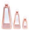 AMERICAN MANTLE Decorative Stainless Steel and Glass Candle Lantern Set (3, Rose Gold) view 1